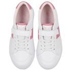 Girls White & Pink Logo Trainers, 1, hi-res