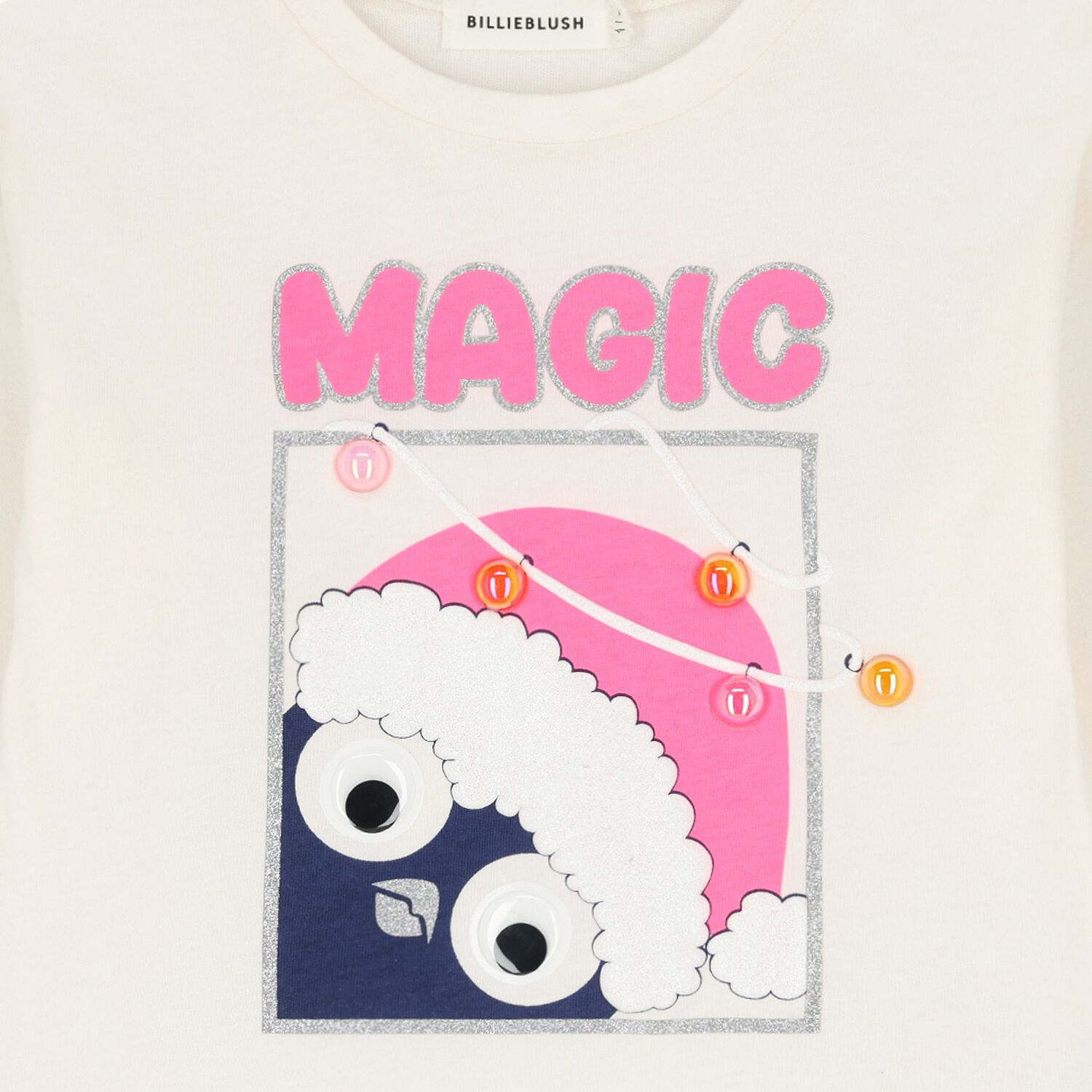 Girls Ivory Glittery Long Sleeve Top, 1, hi-res