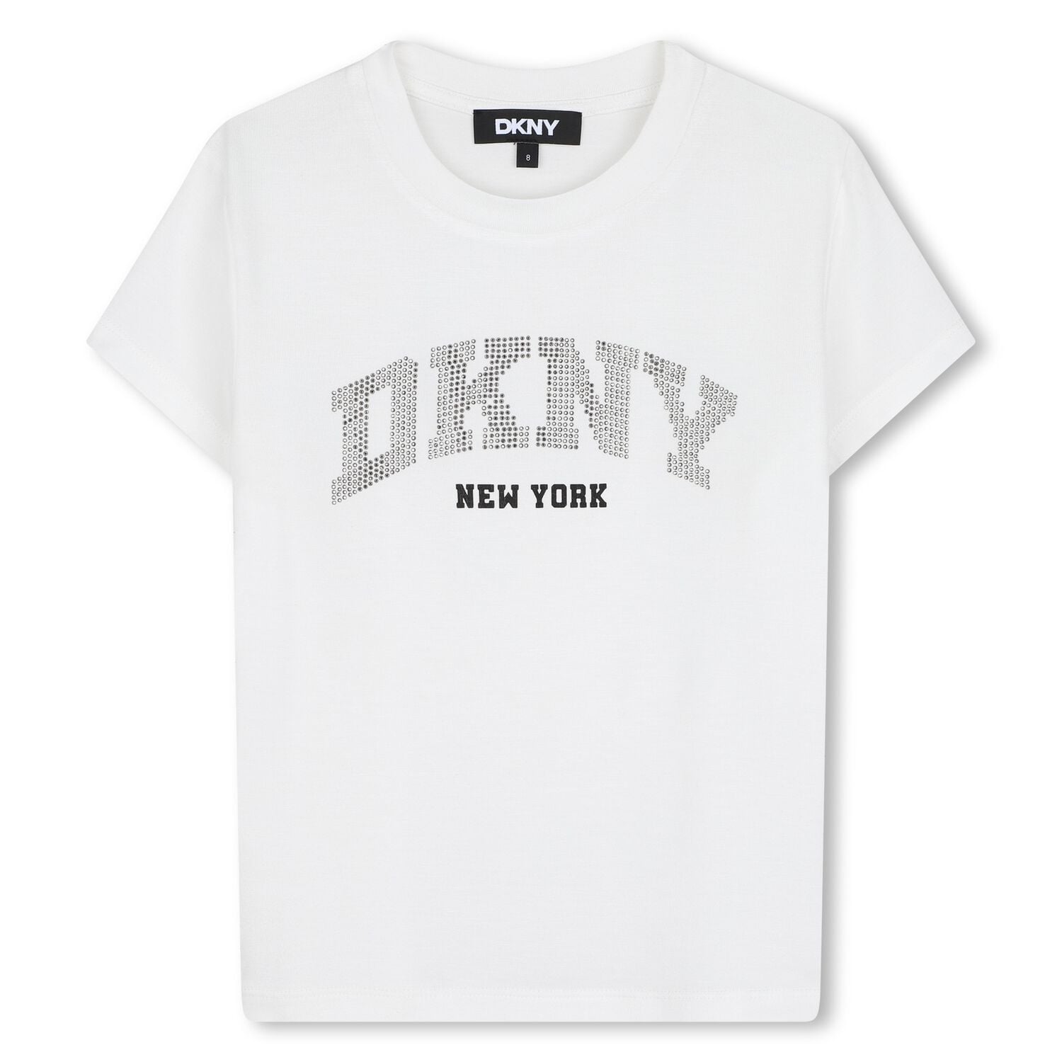 Girls White Embellished Logo T-Shirt, 1, hi-res