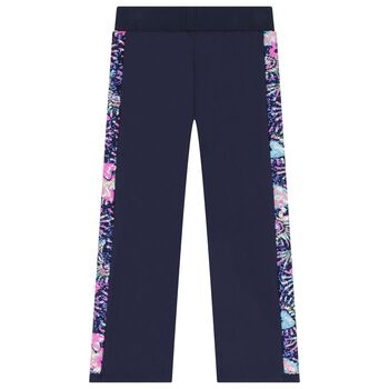 Girls Navy Blue Sequin Joggers