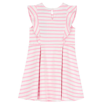 Girls Pink & White Striped Dress