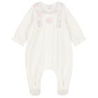 Baby Girls Ivory Embroidered Collar Babygrow, 1, hi-res