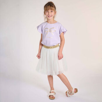 Girls White Tulle Skirt
