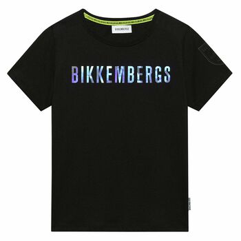 Boys Black Holographic Logo T-shirt