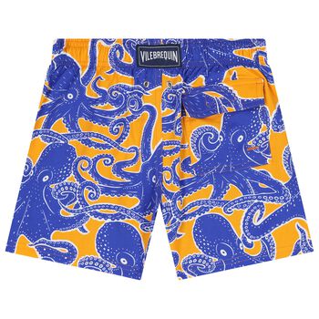 Boys Blue & Orange Octopus Swim Shorts