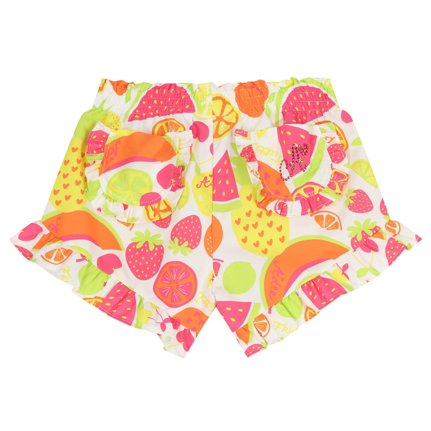 Girls Pink & White Logo Ruffled Shorts Set, 1, hi-res