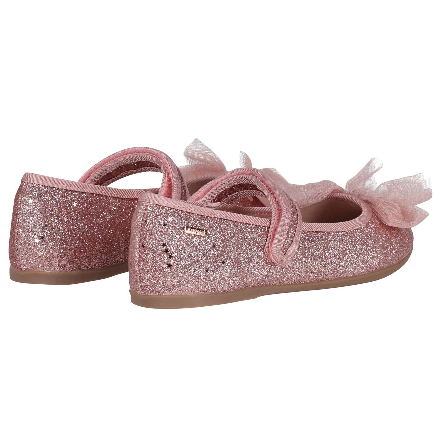 Girls Pink Bow Glitters Shoes, 3, hi-res image number null