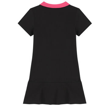 فستان بولو بالشعار باللون الأسود
