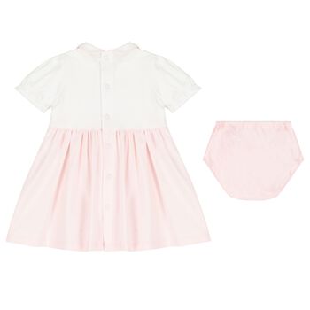Baby White & Pink Floral Dress Set
