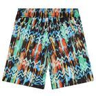 Boys Multi-Colored Zig Zag Swim Shorts, 1, hi-res