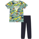 Boys Green & Navy Logo Trousers Set, 1, hi-res