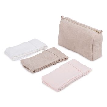 Baby Girls White, Pink & Beige Muslin Swaddles Gift Set