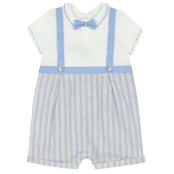 Baby Boys White & Blue Romper