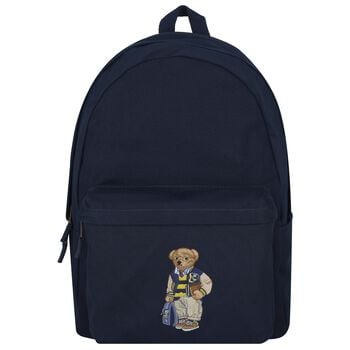 Boys Navy Blue Canvas Polo Bear Backpack ( 44cm )