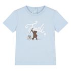 Younger Boys Blue Teddy Bear Logo T-Shirt, 1, hi-res