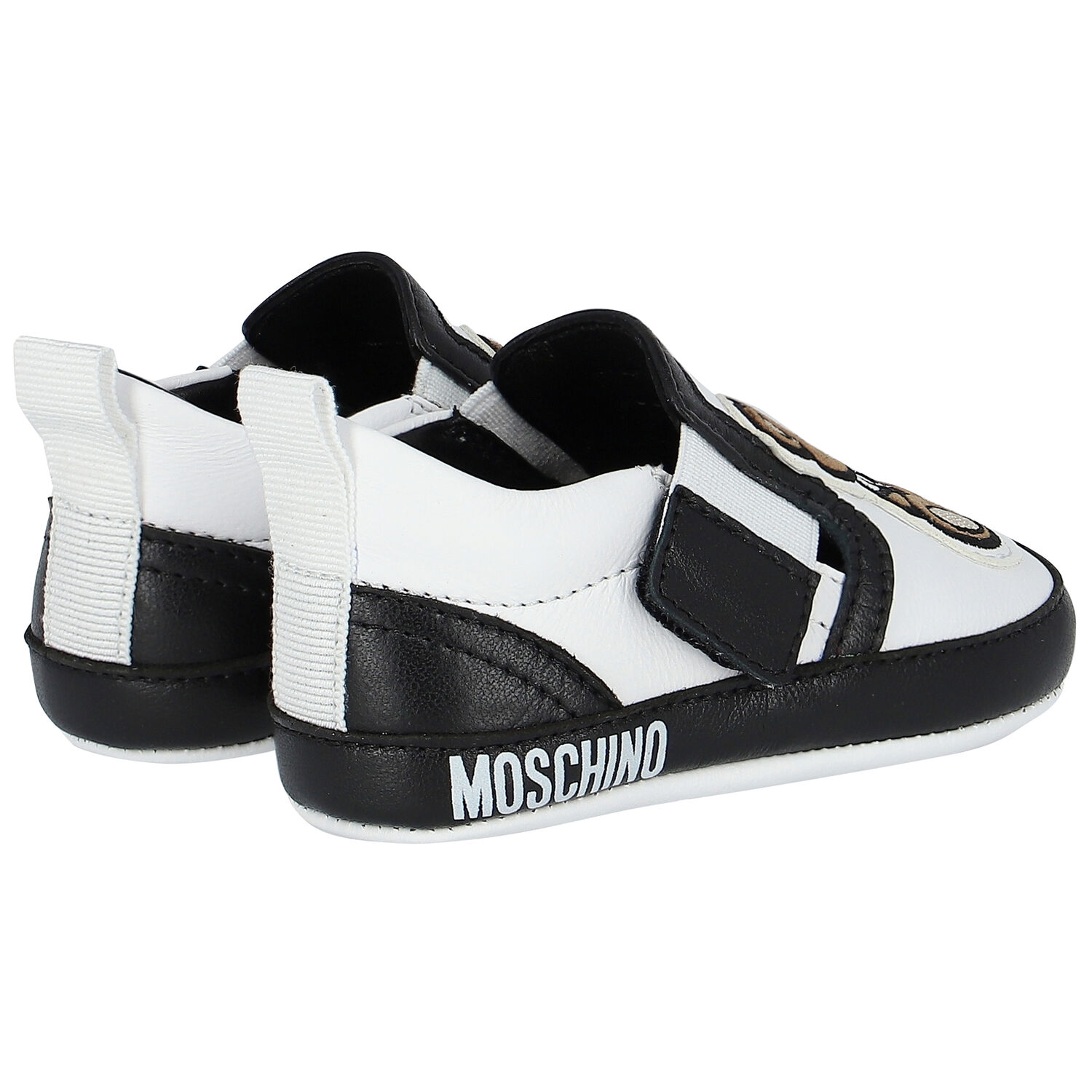 White & Black Teddy Bear Pre Walker Shoes, 1, hi-res