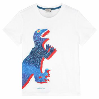 Boys White Dinosaur T-Shirt