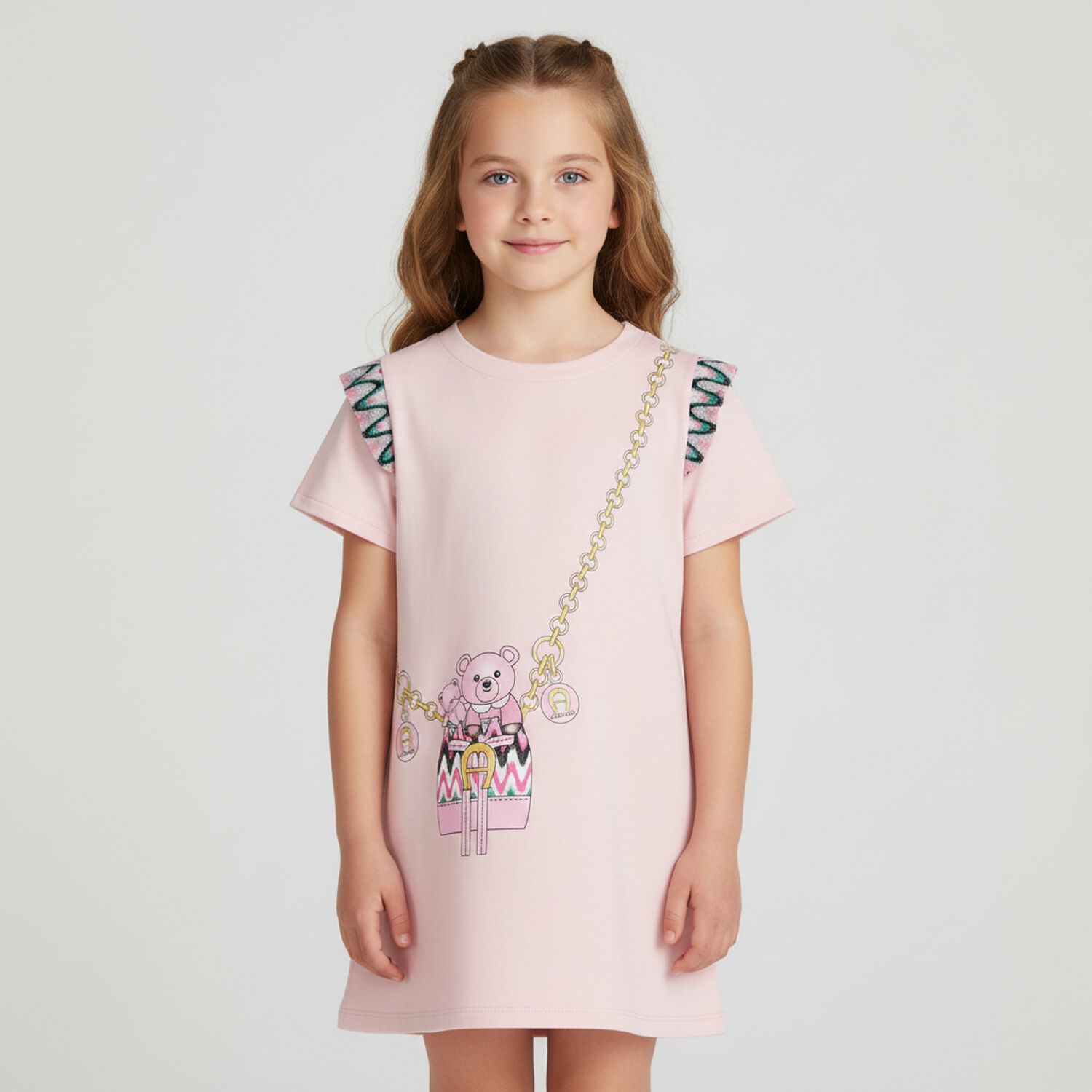Girls Pink Bag Logo Dress, 1, hi-res image number null