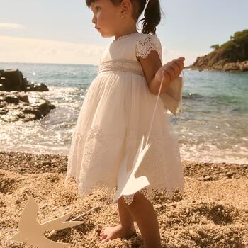 Younger Girls White Bow Dress