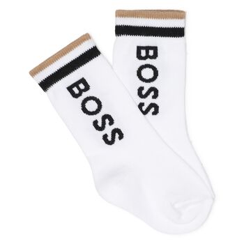 Younger Boys White, Beige & Black Socks ( 3-Pack )