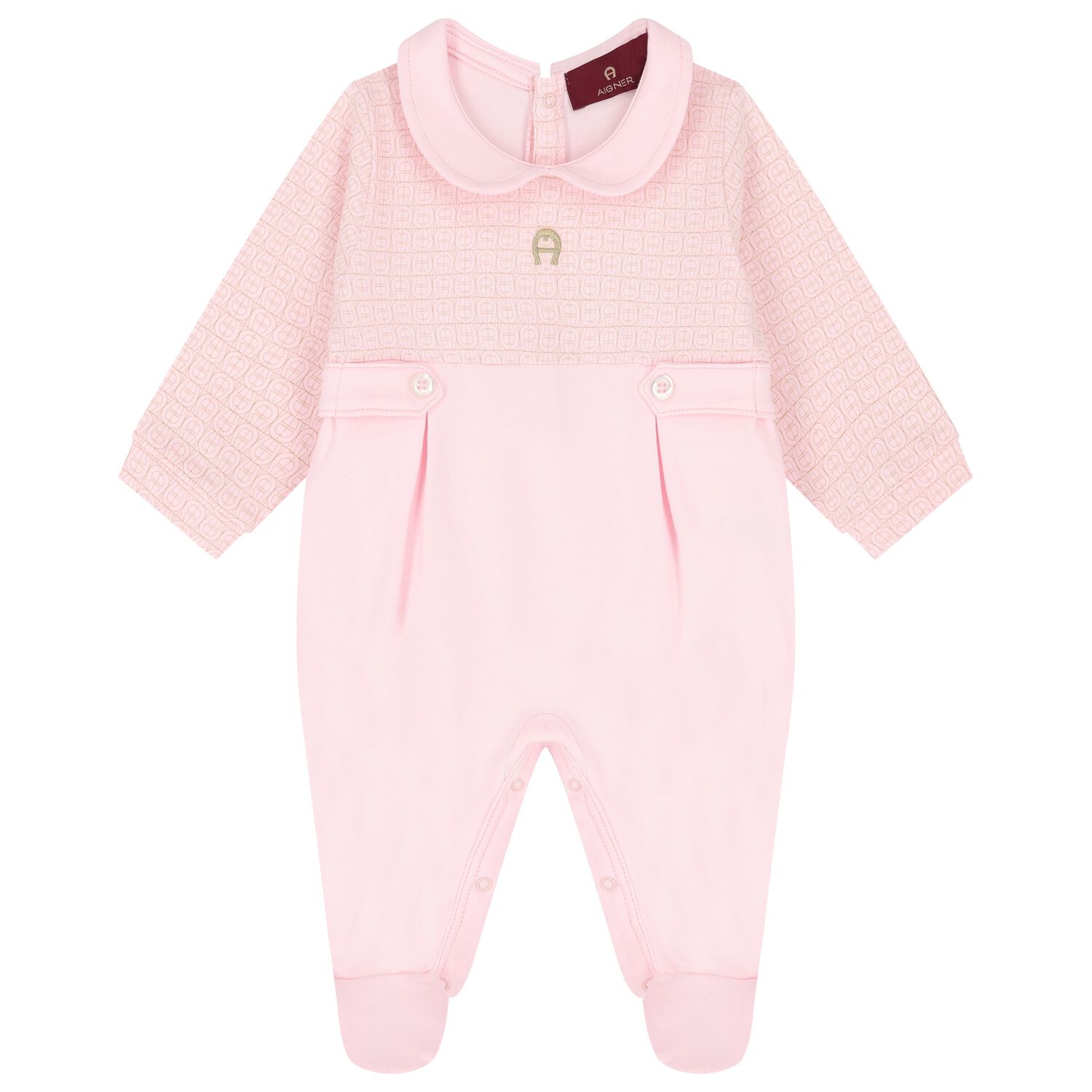 Baby Girls Pink & Gold Logo Babygrow, 3, hi-res