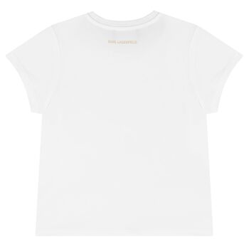 Girls White & Gold Logo T-Shirt