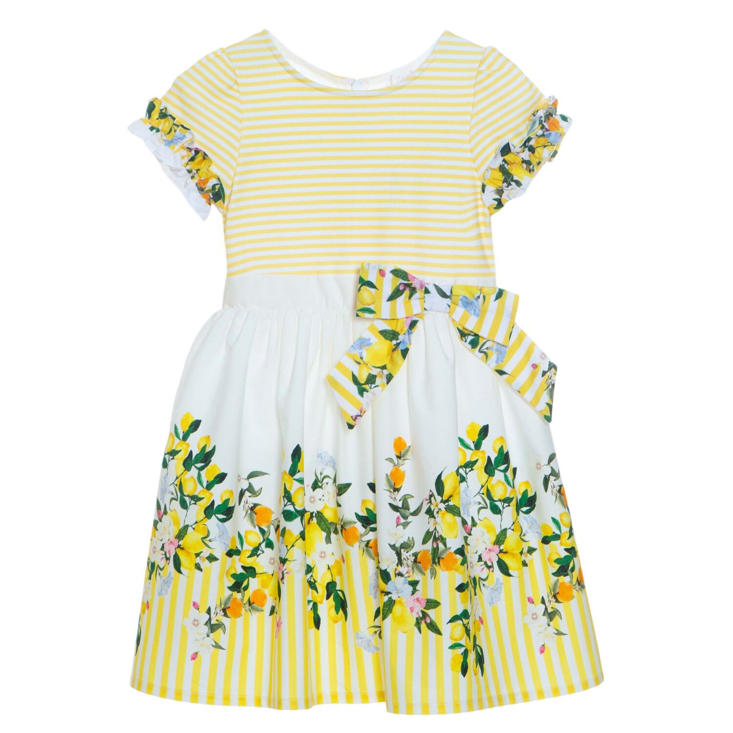 Girls Yellow & White Floral Dress, 1, hi-res image number null
