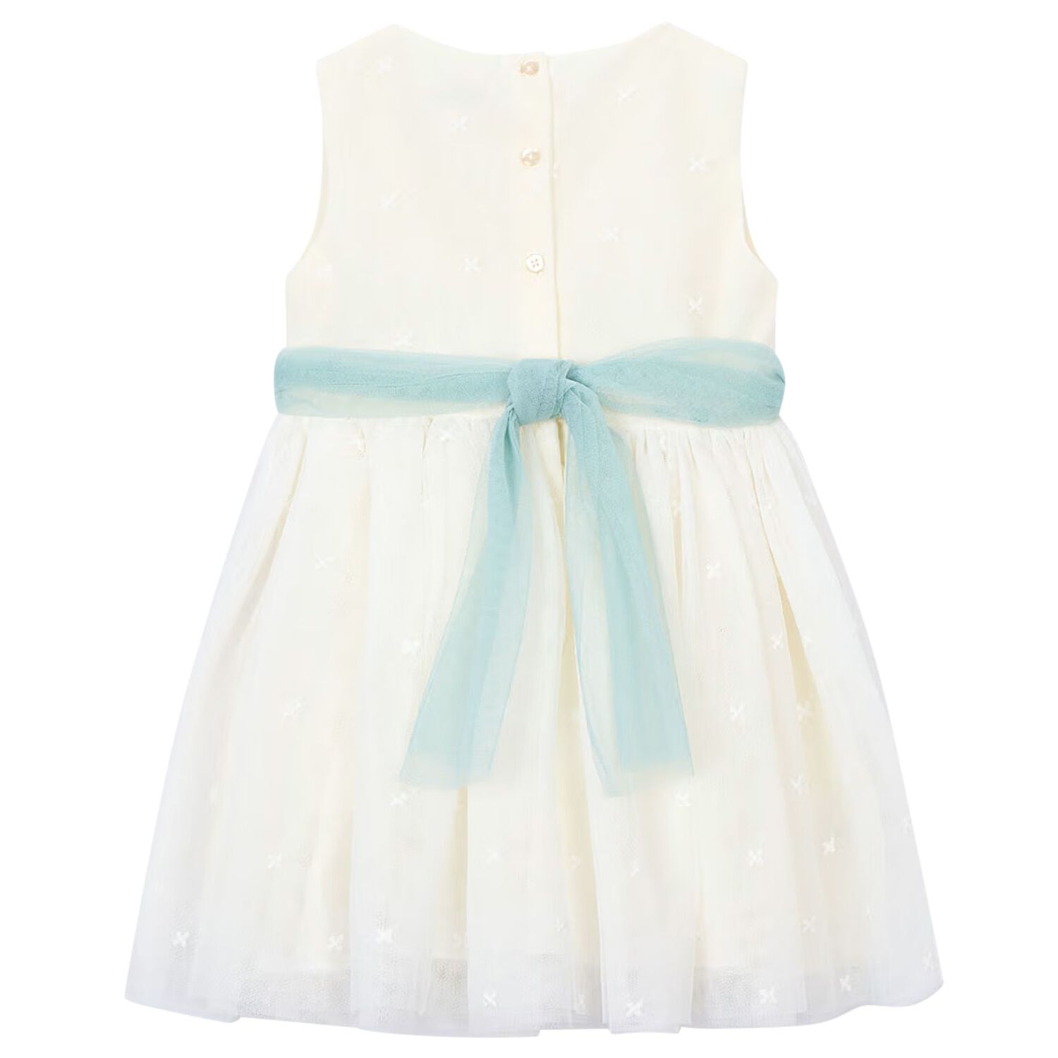 Girls Ivory Embroidered Tulle Dress, 1, hi-res