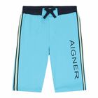 Boys Aqua Blue Jersey Shorts, 1, hi-res