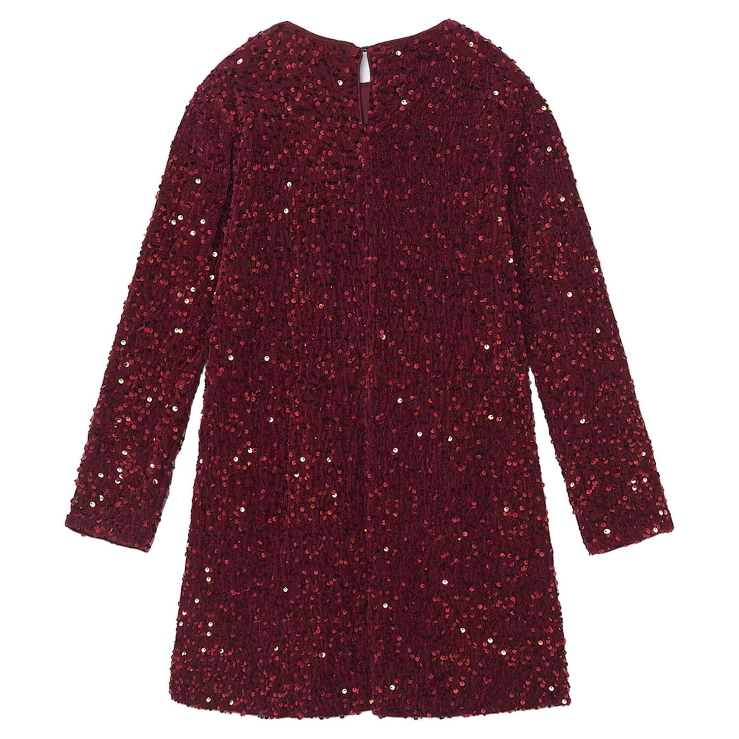 Girls Red Embellished Sequin Dress, 1, hi-res