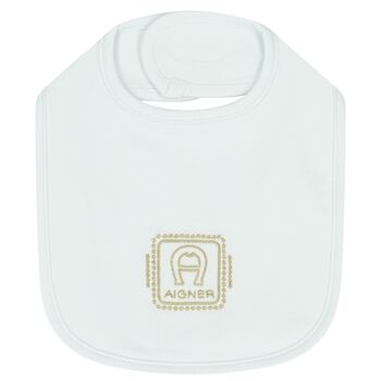 Baby Boys Blue & Gold Logo Bib