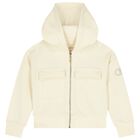 Girls Ivory Logo Hooded Zip Up Top, 1, hi-res