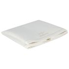 White & Beige Embroidered Logo Blanket, 1, hi-res