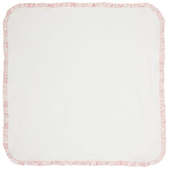 Baby Girls Pink & White Ruffled Blanket