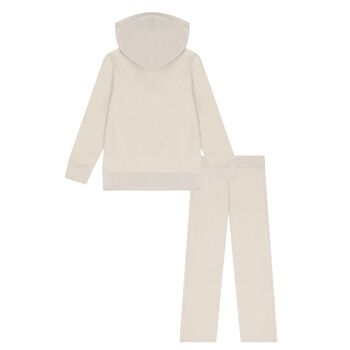 Girls Beige Teddy Bear Logo Tracksuit