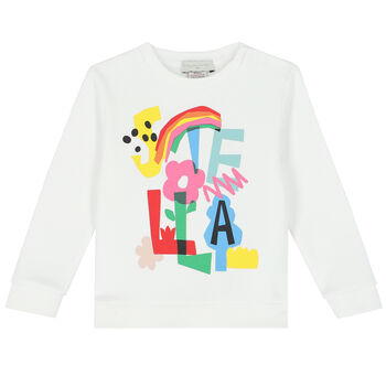 Younger Girls White Logo Sweatshirt