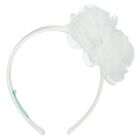 Girls White Flower Organza Headband, 2, hi-res