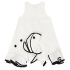 Girls White & Black Satin Dress, 1, hi-res