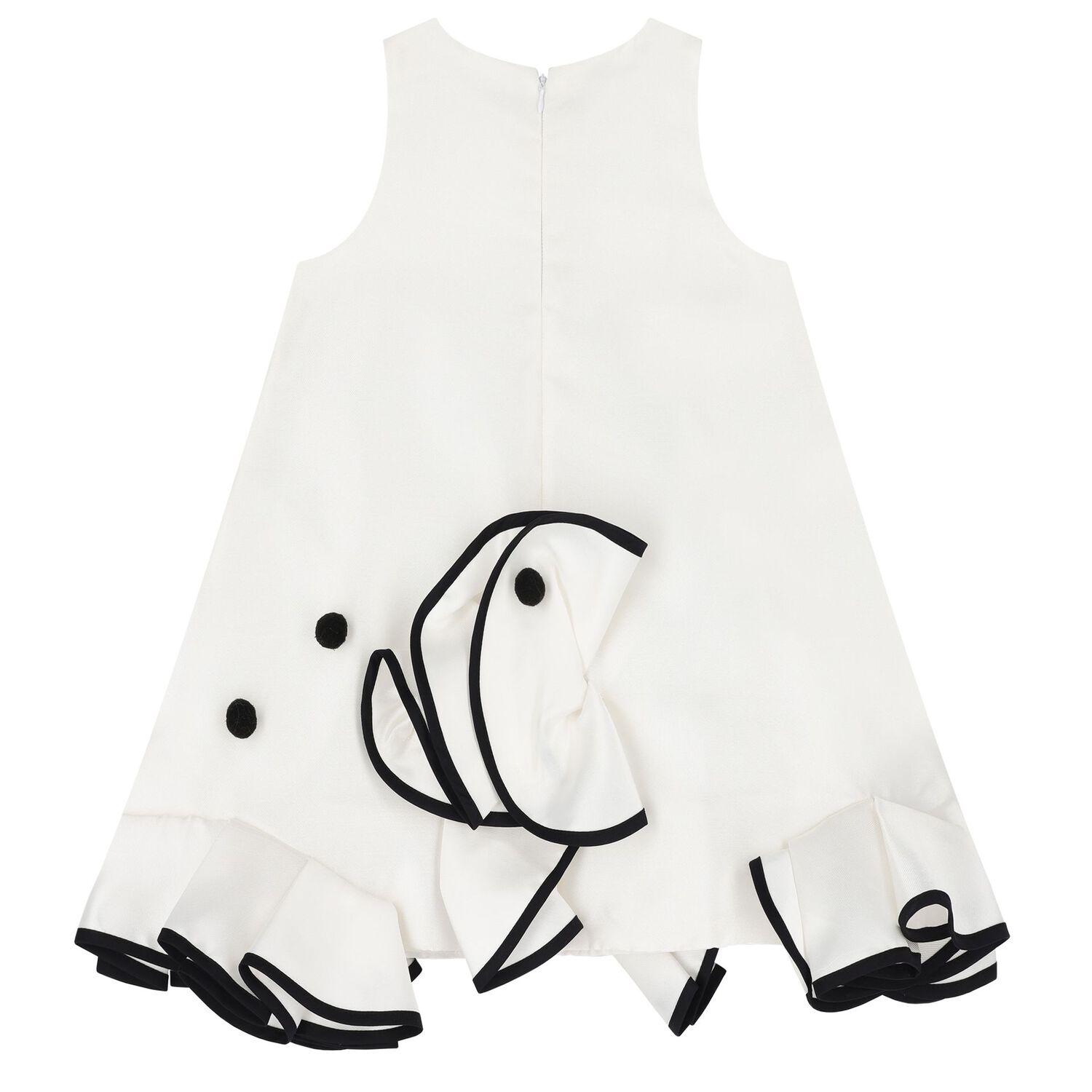 Girls White & Black Satin Dress, 1, hi-res