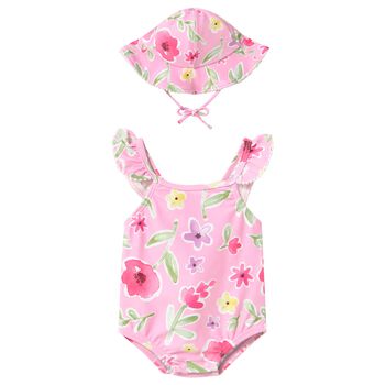 Baby Girls Pink Floral Swimsuit Set