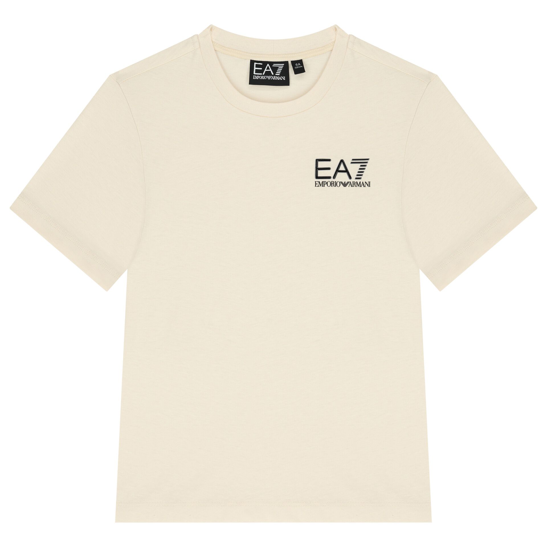 EA7 Emporio Armani Boys Ivory Logo T Shirt Junior Couture USA