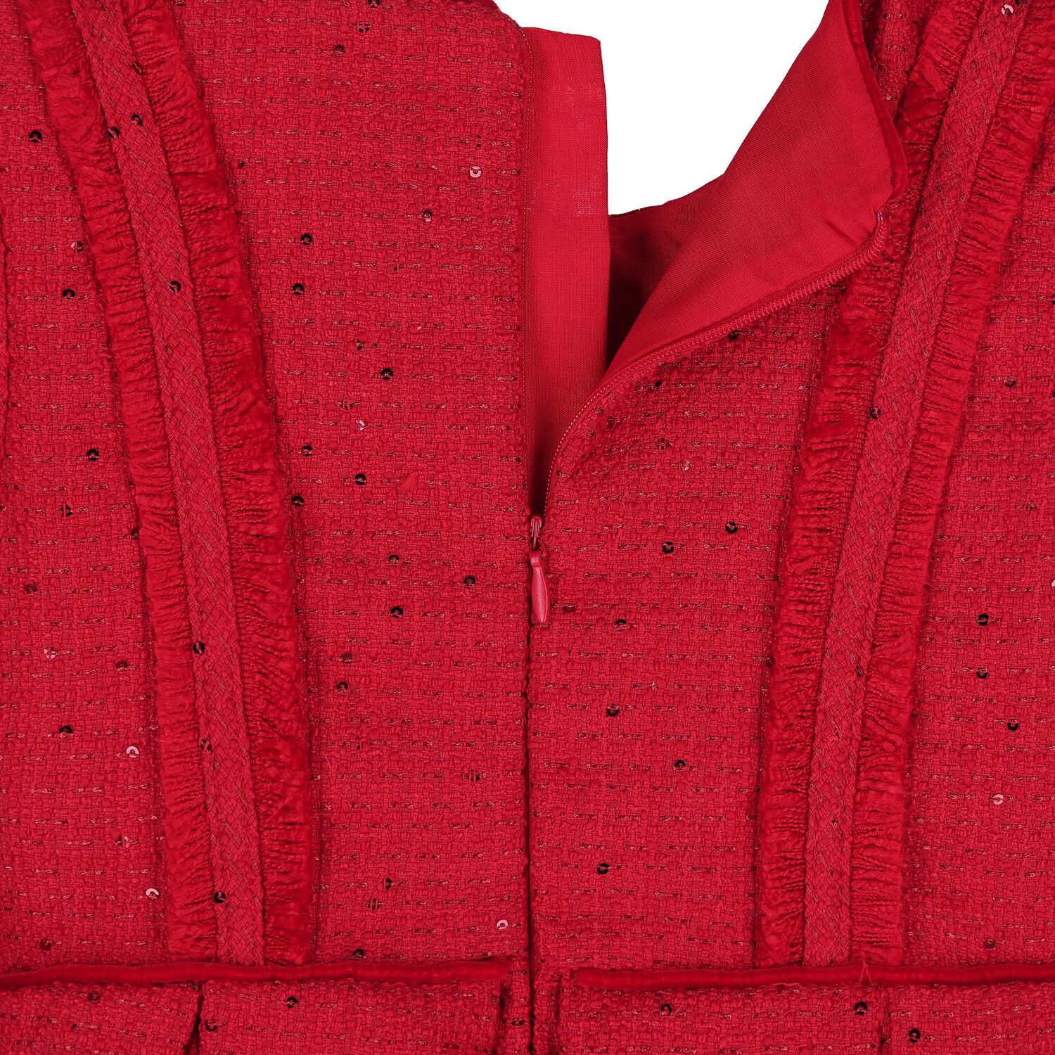 Girls Red Tweed Sequin Dress, 1, hi-res