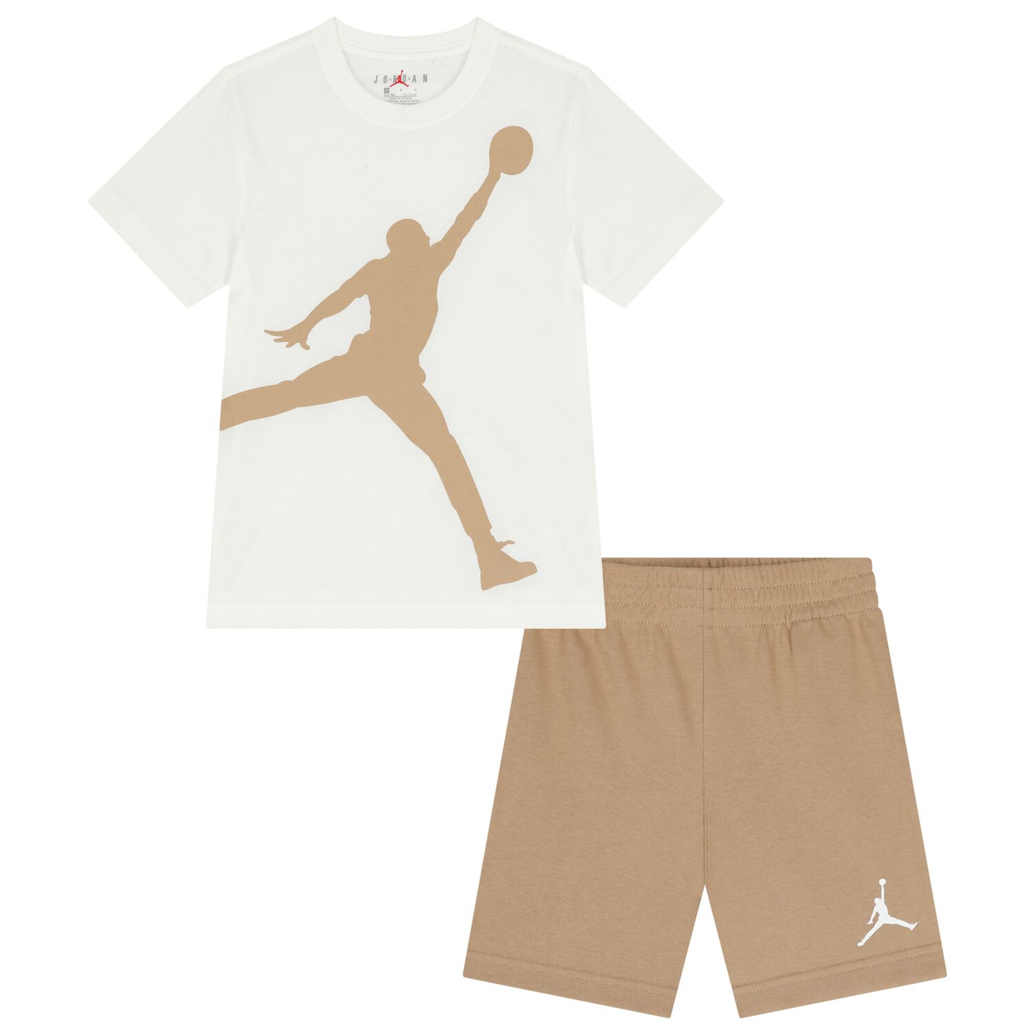 Boys White & Beige Jordan Shorts Set, 2, hi-res