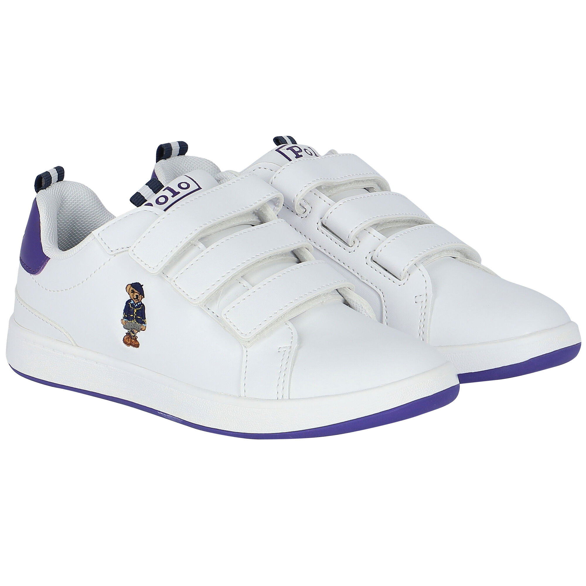 Ralph Lauren Girls White Logo Trainers Junior Couture