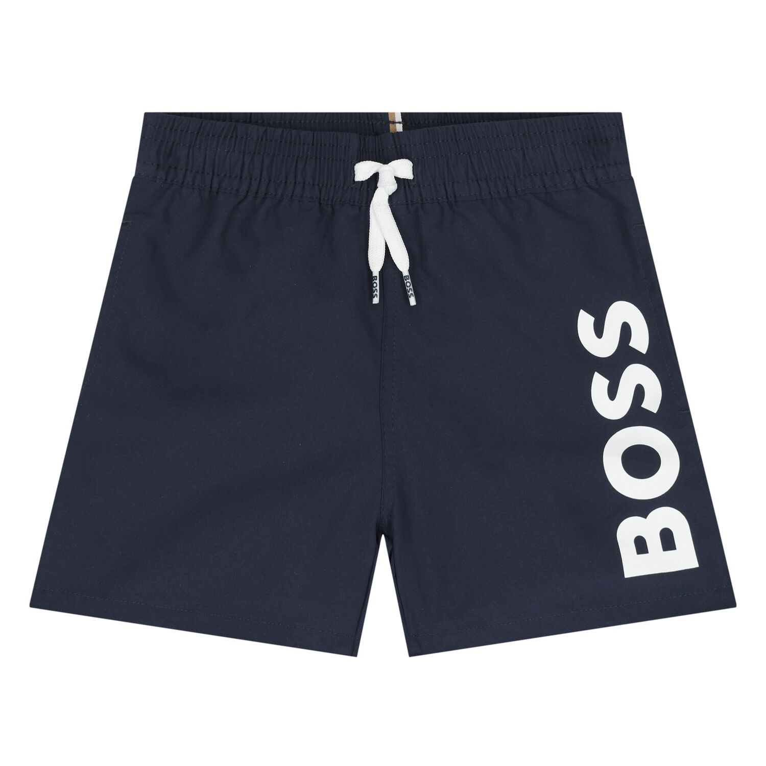 Younger Boys Navy Blue Logo Swim Shorts, 1, hi-res