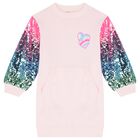 Girls Pink Sequin Sweatshirt Dress, 1, hi-res