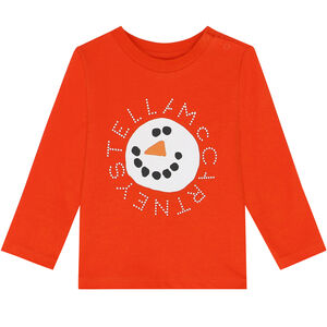 Younger Boys Red Logo Long Sleeve Top
