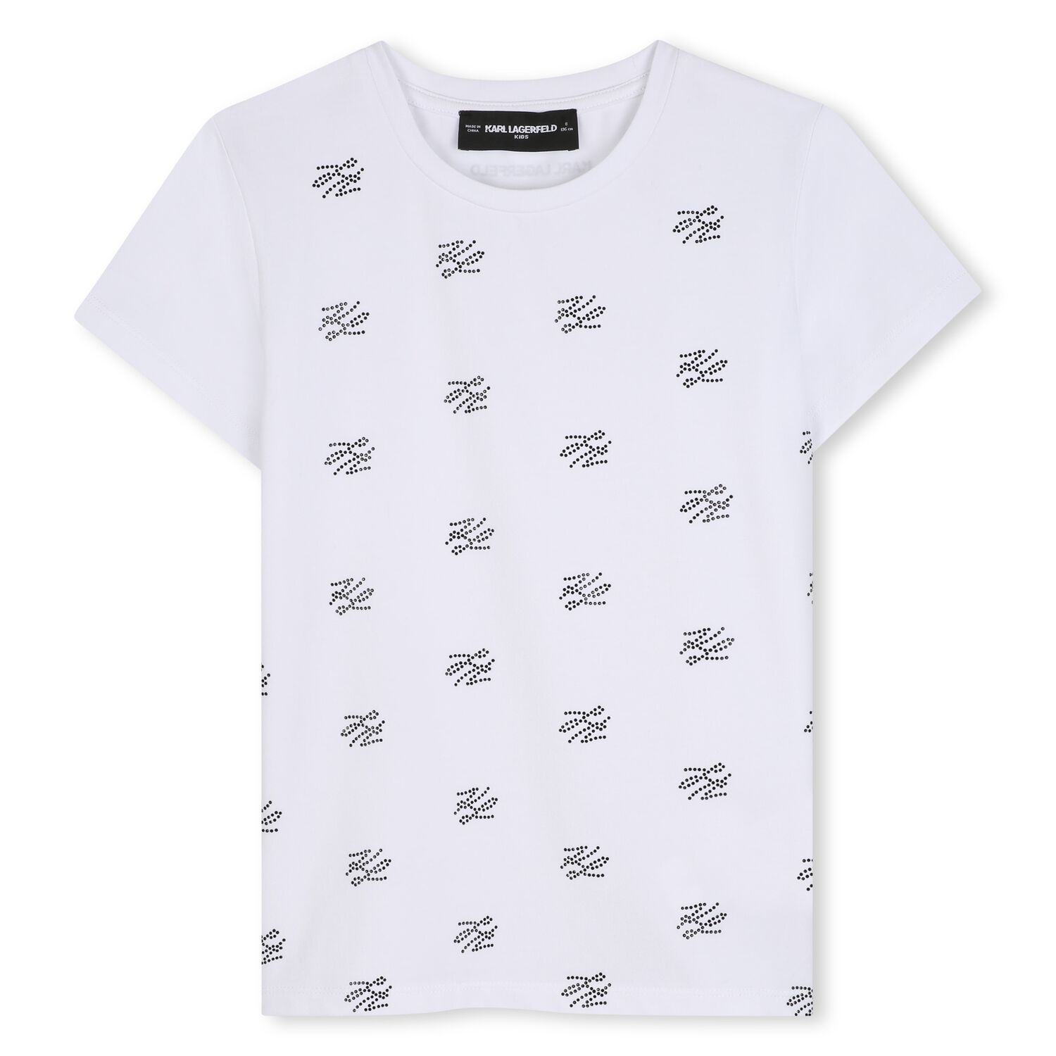 Girls Mini Me White Rhinestones Logo T-Shirt, 1, hi-res