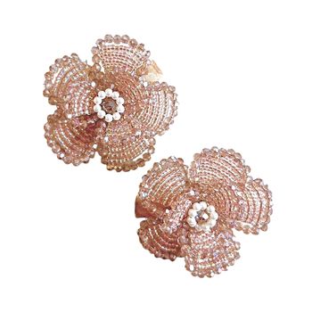 Girls Pink Crystal Flower Clip Set