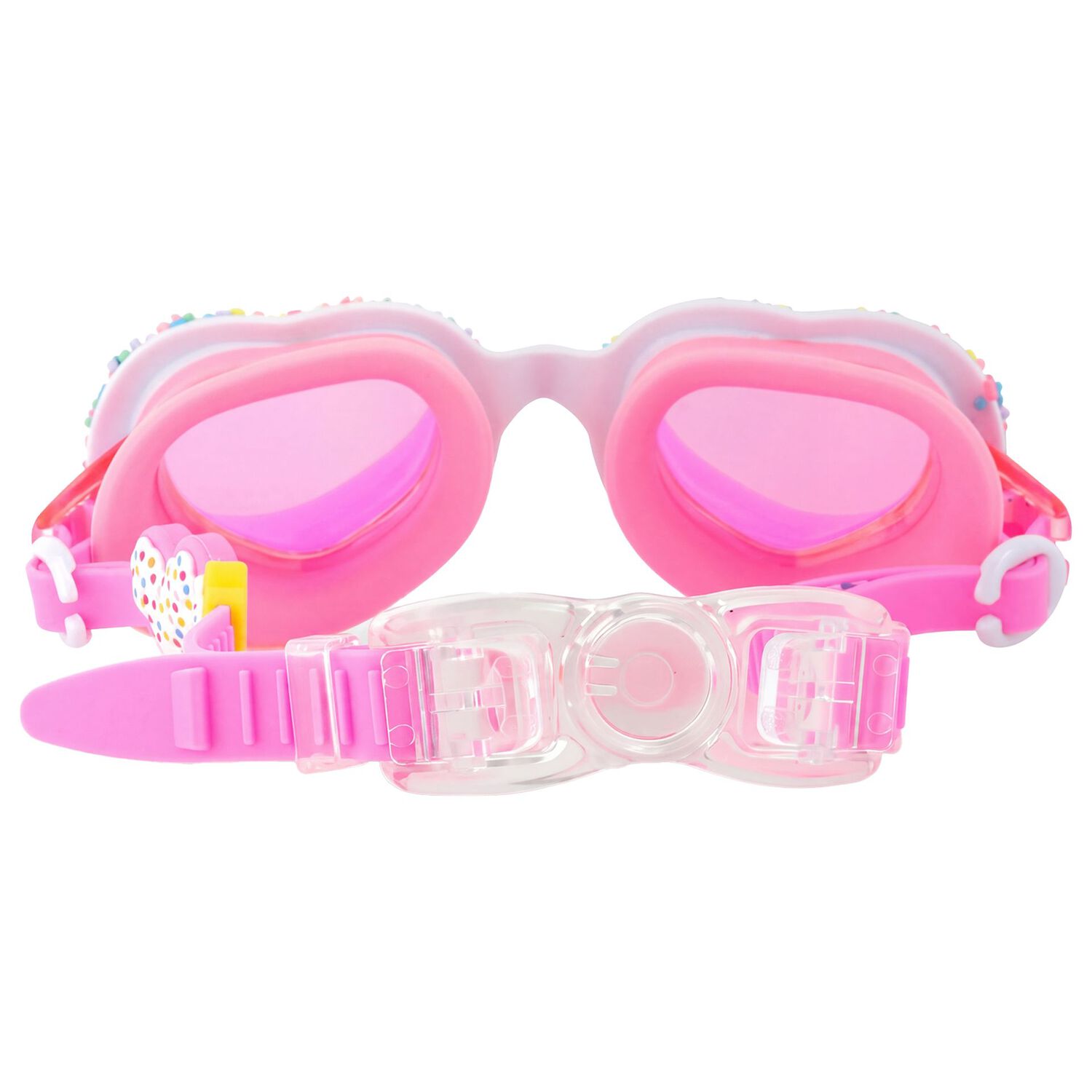 Girls Pink Heart Swimming Goggles, 1, hi-res